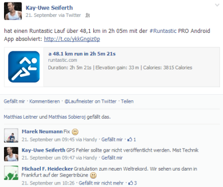 Facebook - 25 km Runde mit Weltrekord