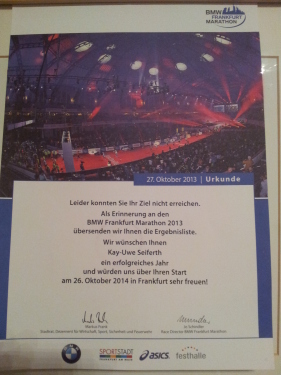 Urkunde DNF Frankfurt Marathon